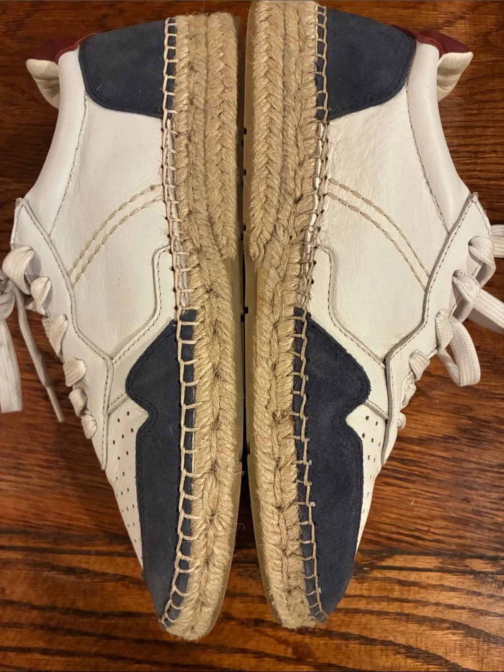 Free People Cream Espadrille Sneakers with Navy & Burgundy Accents